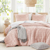 Comfort Spaces Comforter for Queen Size Bed, Geometric Diamond Tufted Boho Comforter Set Queen, All Season Lightweight Bedding Set, Matching Sham, Full/Queen Pink 3 Piece Comfort Spaces