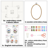ORIGACH 5 Pack Mushroom Embroidery Kits for Beginners, DIY Stamped Cross Stitch Kit with Mushroom Patterns Hoops Needles Threads and Instructions for Adults Embroidery Craft Lover