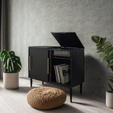 Crosley Furniture Everett Media Console and Record Player Stand with Storage for Vinyl Records, Matte Black Crosley Furniture