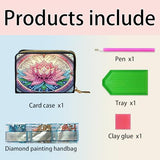 Credit Card Holder, DIY Diamond Art Painting Zipper Credit Cards Wallet for Women Accordion Card Cases Holder KeyChain Wallet-Pink Flower WoodArtSupply