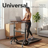 HUANUO 32'' Small Standing Desk with Wheels,28.7"-46.1" Heigh Adjustable Portable Rolling Desks,Mobile Stand Up Desk for Walking Pad and Treadmill,Sit to Stand Computer Workstation for Bedroom,Walnut HUANUO