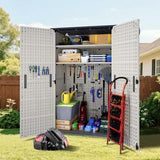 Greesum Outdoor Storage Shed Without Divider, 45 cu.ft Outdoor Waterproof Storage Cabinet for Garden Tools, Pool Storage, Garbage Cans, Beige Greesum