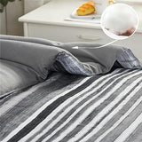KAKIJUMN 5 Piece Bed in a Bag Stripe Comforter Set Twin Size, White Grey Black Patchwork Striped Comforter and Sheet Set, All Season Soft Microfiber Complete Bedding Sets(Grey,Twin) KAKIJUMN