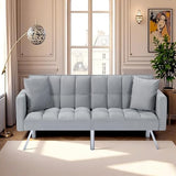 78" Modern Sofa Bed Futon,Convertible Sleeper Bed Couch with 4 Reclining Backrest,Comfy Velvet Cloud Sofa Loveseat for Living Room Bedroom Office (Grey) Anwick