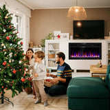 31 Inch Electric Fireplace Recessed and Wall Mounted, Fireplace Heater and Linear Fireplace, Ultra-Thin Electric Fireplace, Low Noise, with Timer, Remote Control, Adjustable 12 Flame Color, 750/1500W Sixfivsevn