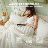 Bedsure King Comforter - GentleSoft™ 3 Pieces Double-Side Fleece Fluffy White Comforter Set, Cozy Striped Room Decor Aesthetic, Luxury King Size Bedding with 2 Pillowcases, 104x90 Inches Bedsure