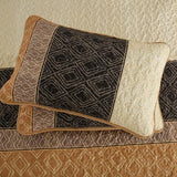 Cottolester Fall Quilt Set Queen Size 3 Pieces,Brown Striped Bedspread,Boho Plaid Bedding Set Soft Microfiber Quilt with 2 Pillow Shams 96"x90" Cottolester