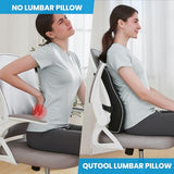 Lumbar Support Pillow for Office Chair, Office Home Essentials,Gifts for Mom,Dad, Back Support Pillow for Car, Chair Cushions,Back Pain Relief Improve Posture,Mesh Cover Double Adjustable Straps QUTOOL