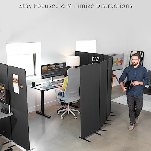 VIVO Freestanding 72 x 66 inch Privacy Panel, Cubicle Divider, Acoustic Wall Partition, x3 24 inch Panels, Dark Gray, PP-3-T072D VIVO