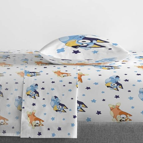Jay Franco Bluey & Bingo Twin Comforter Set - 5 Piece Bed Set Includes Sheet Set & Pillow Covers - Super Soft Clouds & Stars Kids Bedding Jay Franco