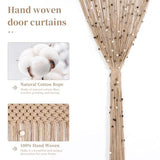 BECHAEO Macrame Beaded Curtain Boho Handmade Cotton Door String Curtain for Doorway Window Wooden Beads Hanging Hippie Room Divider Closet Bedroom Privacy Decor, 2 Panels 79" x 35" BECHAEO