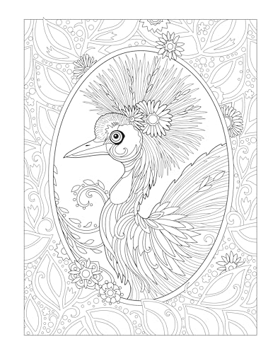 Creative Haven Birds and Blossoms Coloring Book (Adult Coloring Books: Animals) Dover Publications