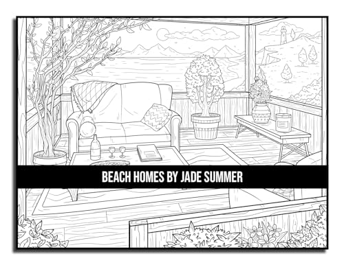 Beach Homes: An Adult Coloring Book with Beautiful Vacation Houses, Charming Interior Designs, and Relaxing Nature Scenes WoodArtSupply