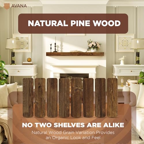 Avana Rustic Fireplace Mantel Shelf 60 Inches - Handcrafted Wood Mantles For Over Fireplace - Wall Mounted Farmhouse Fireplace Mantel Shelf - Floating Fireplace Mantels 60 X 8 X 3 - Rustic Traditional Avana