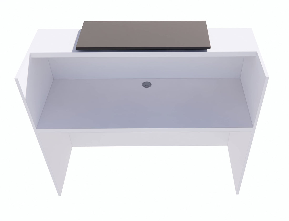 UGOS ICN 53" Modern Reception Desk, Multifunctional Modern Transaction Counter Top, Laminate Desktop, Standing Front Table for Office, Home, School, Salon, Spa - White & Anthracite Gray UGOS