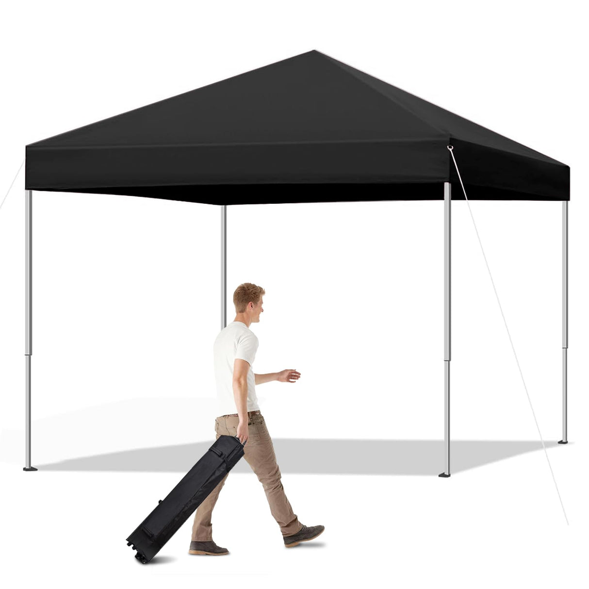 10x10 Pop Up Canopy Tent, Outdoor Canopy for Patio with Roller Bag, 3 Adjustable Heights, Outdoor Tent Canopy for Backyard/Bench/Garden,Black SAILARY
