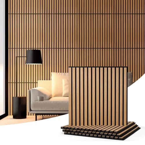 Wood Slat Wall Panel Acoustic Wood Panels, 23.6” X 23.6” Sound Absorbing Panels for Walls and Ceiling, Acoustic Panels for Interior Wall Décor, Wood Veneer Panel, Wood Panels for Wall 4 Pack - WoodArtSupply