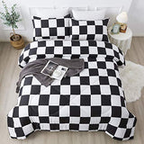 Andency Checkered Comforter Twin(66x90Inch), Black White Plaid Gingham Bed Set for Teen Boys Kids, Lightweight Microfiber Geometric Preppy Bedding, 2 Pieces Andency