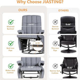 JIASTING 360° Swivel Recliner Chair with Ottoman & Double Side Pockets, Nursing Glider Rocking Recliner Chair, Gliding Chairs for Nursery, Living Room, Bedroom, Office (Gray)