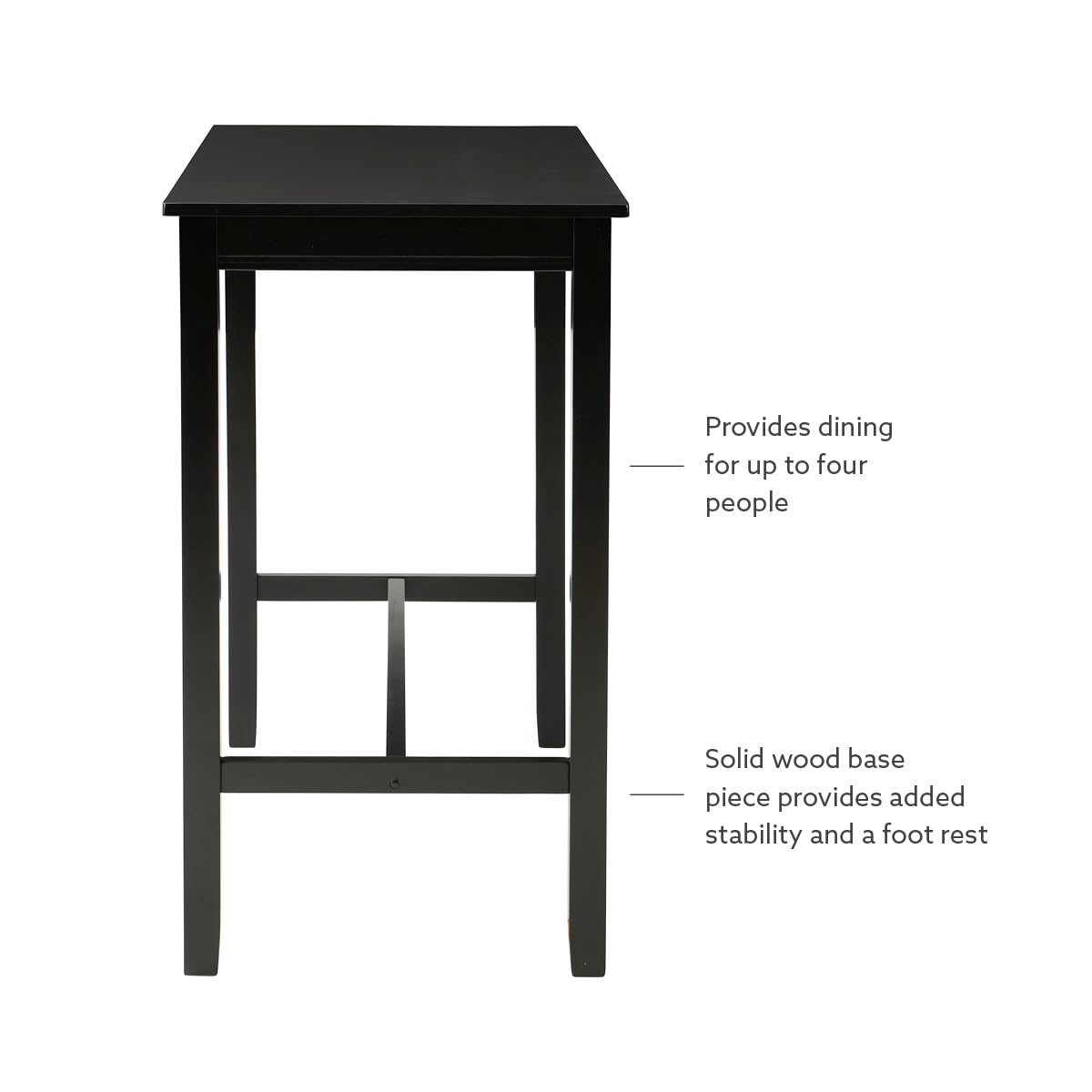 Linon 42 inch Bar Height Pub Claridge Table, Black Linon