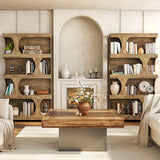LITTLE TREE 4-Tier Large Bookshelf, 70.8-Inch Tall Bookcase with Storage Shelves, All Wooden Modern Display Rack, Big Open Book Shelf for Living Room, Bedroom, Office, Oak LITTLE TREE