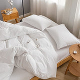 FACE TWO FACE Bedding Duvet Cover Set100% Washed Cotton Duvet Cover Linen Like Textured Breathable Durable Soft Comfy (Full, White) FACE TWO FACE