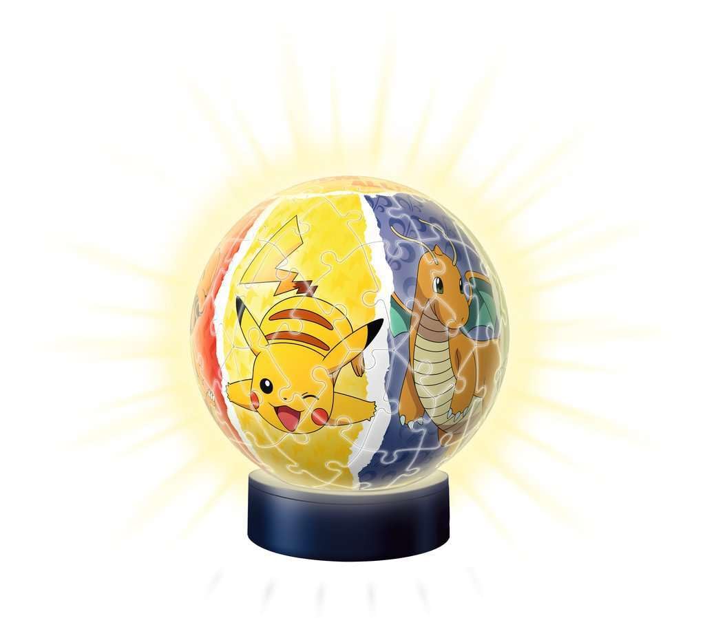 Ravensburger - Illuminated 3D Ball Puzzle - Pokémon - Ages 6+ - 72 Numbered Pieces to Assemble Without Glue - Light Base Included - 11547 Ravensburger