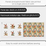 Patchwork Fabric Panel with Windmill Designs – 100% Cotton Satin, 6 Printed Panels 10”×10” + Patchwork Sheet 29.5”×19.7”, Single Continuous Cloth for Quilting & Sewing Fabricstown