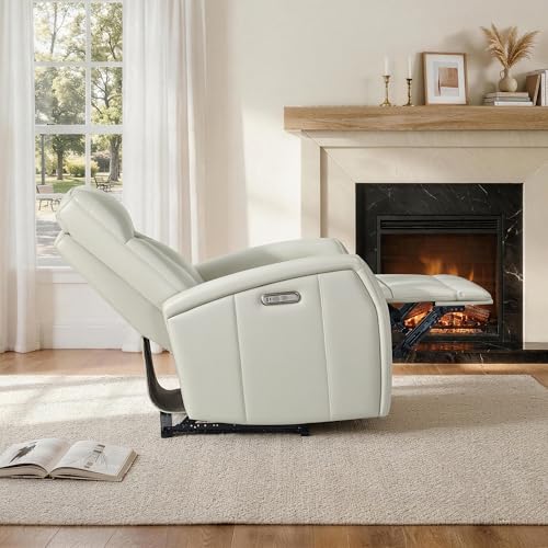 KISLOT Wall Hugger Power Recliner Chair with USB & Type-C Ports Faux Leather Recliner 135° Reclining Small Space Electric Sofa for RV Living Room Bedroom
