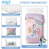 Jay Franco Kids Comforter Set Includes Sheets and Pillow Covers - Soft and Cozy Bed Set for Stylish Room Decor, Pink - Bluey 5 Piece Twin Size Bedding Jay Franco
