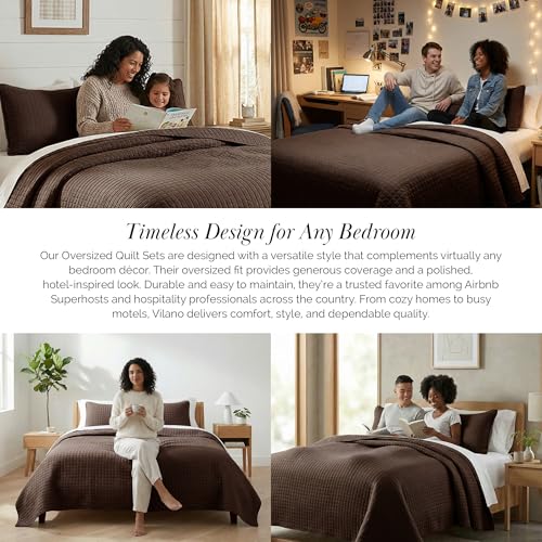 Southshore Fine Living, Inc. Oversized King Quilt Bedding Set, Soft Brushed Microfiber Bedspread, Pet Hair Resistant Bedding, California/King Quilt Coverlet Set with 2 Shams, Chocolate Brown Southshore Fine Living, Inc.