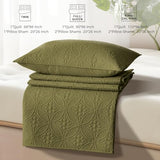 WURUIBO King/Cal King Quilt Set Olive Green, Microfiber Lightweight Bedspreads, Ultrasonic Embossed Solid Coverlet, Thin Bedding Set for All Season, Soft Breathable Bed Cover(1 Quilt, 2 Pillow Shams) WURUIBO
