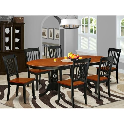East West Furniture PLDA7-BCH-W 7 Piece Dining Set Consist of an Oval Dining Room Table with Butterfly Leaf and 6 Wood Seat Chairs, 42x78 Inch, Black & Cherry East West Furniture