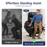 Brage Living Power Lift Recliner Chair for Elderly with Massage & Heat, 160° Adjustable PU Leather Electric Recliner with Remote, Cup Holders, Side Pockets, and Stand Assist for Living Room (Black)