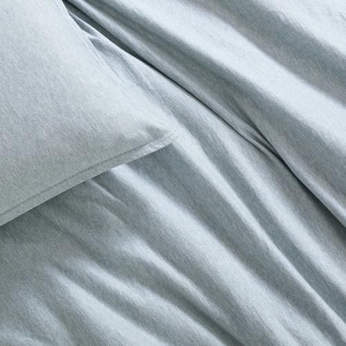 Calvin Klein - Twin Duvet Cover Set, Modern Cotton Melange Jersey Bedding with Matching Sham, Snap Closure, Dorm Essentials (Light Blue) Calvin Klein