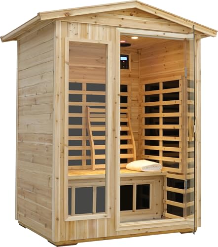 LTCCDSS Low EMF Outdoor Sauna 2 Person, Far Infrared Sauna Room for Home, Soft Fir Wood, Chromotherapys | Bluetooth Speakers | 47.2 * 81.1 * 37.0 in LTCCDSS