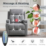 IOMOR 1PCS Fabric Manual Recliner Chair for Adults, Comfy Reclining Chairs with Overstuffed Arm and Back, Single Sofa for Living Room (1, Light Gray)