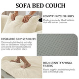 HouseMila 59" Boneless Couch,4-in-1 Futon Sofa Bed Modular Loveseat Sleeper Folding Compressed Couch with Pillows,No Assembly Required Convertible Sofa Bed for Living Room Bedroom Guest Room,Beige HouseMila