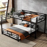 Merax L-Shaped Metal Twin Over Full Size Bunk Bed, with Staircase, Loft Platform Save Space No Box Spring Required, Black Merax