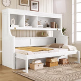 MERITLINE Twin Size Horizontal Murphy Bed with Desk and Storage Shelves, Wooden Twin Folding Murphy Wall Bed for Adult Home Office, Apartment, Small Spaces, White MERITLINE