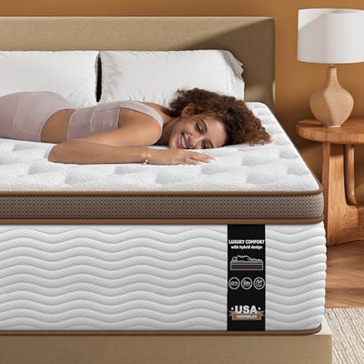 BedStory Full Size Mattress Firm - 14 Inch Hybrid Mattress with Orthopedic Spinal Support, Advanced Pocket Springs and Motion Isolation Technology, Fiberglass-Free, CertiPUR-US Certified