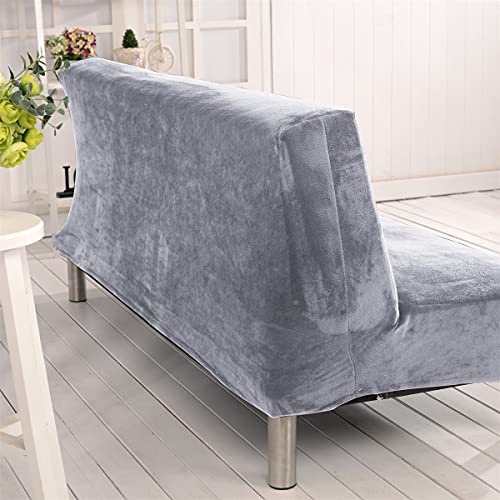 Thick Plush Futon Cover Stretch Armless Sofa Bed Slipcover Soft Couch Sofa Cover Futon Slipcover (Silver Gray) Sokamore