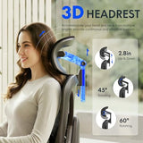FLEXISPOT ErgoX Premium Ergonomic Office Chair with Footrest- Adjustable 3D Armrests, Dynamic Lumbar Support, Recline & Tilt Function, Mesh Seat, for Home & Office Use,Light Grey FLEXISPOT