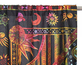 Popular Handicrafts Indian Burning Sun Moon Hippie Mandala Window Curtains for Doorways Closets - Gypsy Tye Dye Bohemian Beautiful Drapery Bedroom Livingroom Divider Balcony Valance Panels Golden Popular Handicrafts