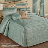 Cambridge Classic Luxury Bedding | Cool Aqua Mist Solid Color Polyester Satin | Elaborate Damask Quilting | Fitted, Oversized 24 Inch Drop | 3 Piece Bed Set Includes Cal King Bedspread & 2 King Shams Touch of Class