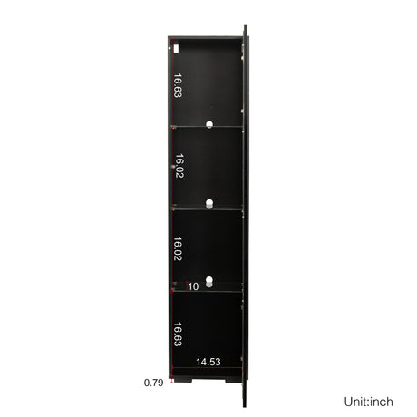 Holaki 67 inch Tall Sideboard LED Credenza Pantry Cabinet with 3 Tier Glass Shelves, High Glossy Front Side Cabinet Display Cabinet File Cabinets for Home Office Living Room Kitchen Dining Room(Black) Holaki