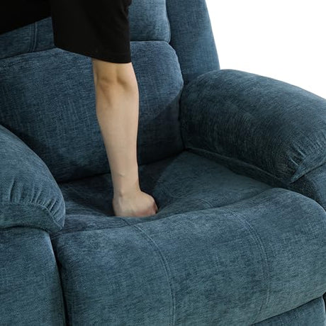 Prettyeo Reclining Sofa Set for Living Room, 2 Pieces Fabric Recliner Sofa Loveseat Set with Cup Holders & Storage Console, Manual Reclining Furniture for Home Theater, Office, Club | Blue, Microfiber Prettyeo