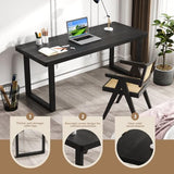 wangbochuan 47 Inch Black Solid Wood Computer Desk | Sturdy Metal Base | Modern Home Office Desk | Durable Study Writing Table for Workspace, Multiple wangbochuan