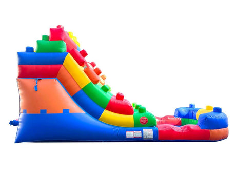 Inflatable Water Slide for Kids(Without Blower) - 21' x 9' x 12' Foot Backyard Inflatable Slide for Summer Fun - Building Block Pogo Bounce House