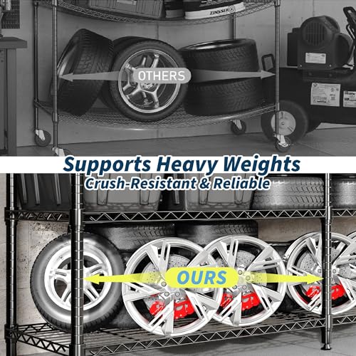 GAOMON 59" W Storage Shelves Metal Shelving Unit, 1060 LBS Heavy Duty Wire Shelving 4-Tier L-Shaped Storage Rack with Adjustable Shelf for Pantry Kitchen Corner Bedroom GAOMON